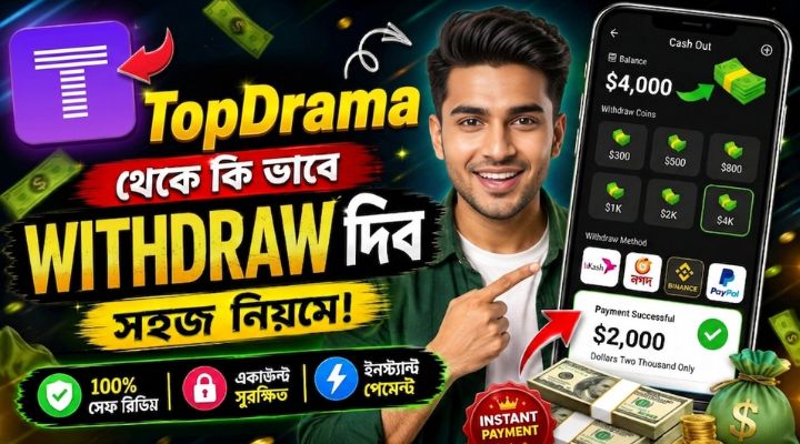 TopDrama App Withdrawal Method ২০২৬ | মিনিমাম কত টাকা তুলতে পারবেন জানুন
